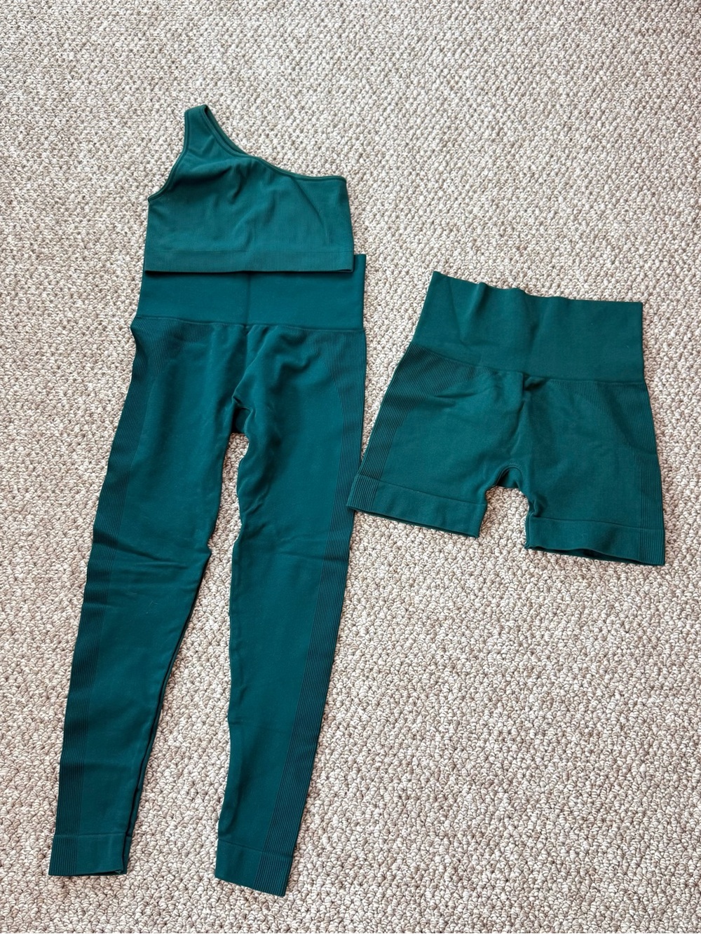 SET Active Girls Dark Green Leggings and Bike Shorts Set